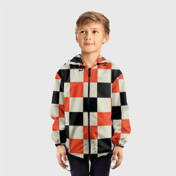 Ветровка с капюшоном детская Образец шахматной доски, цвет: 3D-черный — фото 2