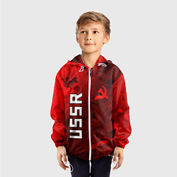 Ветровка с капюшоном детская USSR - Серп и Молот - Краска, цвет: 3D-белый — фото 2