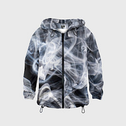 Ветровка с капюшоном детская Графика дыма, цвет: 3D-черный