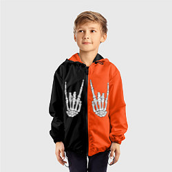 Ветровка с капюшоном детская Ладошки скелета, цвет: 3D-черный — фото 2