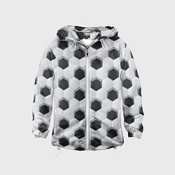 Ветровка с капюшоном детская Текстура футбольного мяча, цвет: 3D-белый