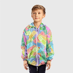 Ветровка с капюшоном детская Цветные пластыри, цвет: 3D-белый — фото 2