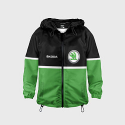 Ветровка с капюшоном детская Skoda Два цвета, цвет: 3D-черный