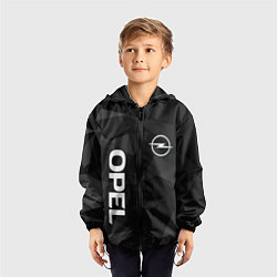 Ветровка с капюшоном детская Опель, Opel геометрия, цвет: 3D-черный — фото 2