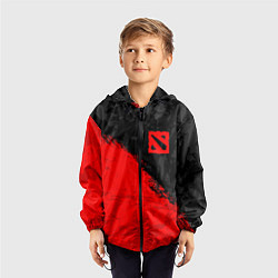 Ветровка с капюшоном детская DOTA 2 RED LOGO, БРЫЗГИ КРАСОК, цвет: 3D-черный — фото 2