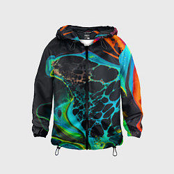 Ветровка с капюшоном детская Огни большого города, цвет: 3D-черный