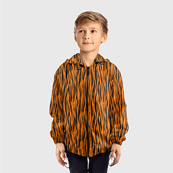 Ветровка с капюшоном детская Тигровые Полосы, цвет: 3D-черный — фото 2