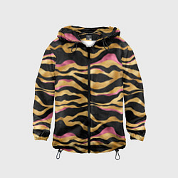 Ветровка с капюшоном детская Тигровый окрас Gold Pink, цвет: 3D-черный