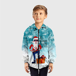 Ветровка с капюшоном детская Hipster Santa 2022, цвет: 3D-черный — фото 2