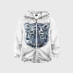Ветровка с капюшоном детская Взгляд белого тигра, цвет: 3D-белый
