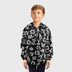Ветровка с капюшоном детская EXO BAND SYMBOL PATTERN WHITE K-POP, цвет: 3D-черный — фото 2