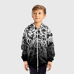 Ветровка с капюшоном детская GRAFFITI WHITE TAGS ГРАФФИТИ, цвет: 3D-белый — фото 2