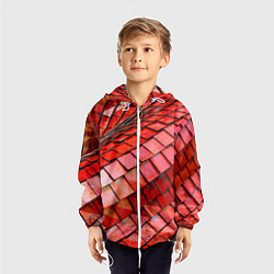 Ветровка с капюшоном детская Красная спартаковская чешуя, цвет: 3D-белый — фото 2