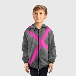 Ветровка с капюшоном детская Коллекция Get inspired! Pink cross Абстракция Fl-4, цвет: 3D-черный — фото 2