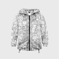 Ветровка с капюшоном детская ПЕРСОНАЖИ МАНГА ГЕНШИН ИМПАКТ, цвет: 3D-черный