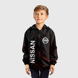 Ветровка с капюшоном детская Nissan, Ниссан Абстракция, цвет: 3D-черный — фото 2