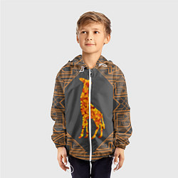 Ветровка с капюшоном детская Жираф из листьев, цвет: 3D-белый — фото 2