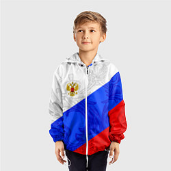 Ветровка с капюшоном детская Российский герб: триколор, цвет: 3D-белый — фото 2