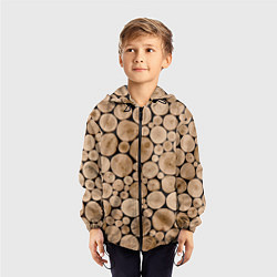 Ветровка с капюшоном детская Спил дерева, цвет: 3D-черный — фото 2