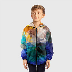 Ветровка с капюшоном детская Осенний мозаичный узор, цвет: 3D-черный — фото 2