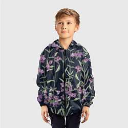 Ветровка с капюшоном детская Цветы Фиолетовые, цвет: 3D-черный — фото 2