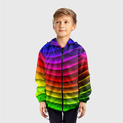 Ветровка с капюшоном детская Color line neon pattern Abstraction Summer 2023, цвет: 3D-черный — фото 2