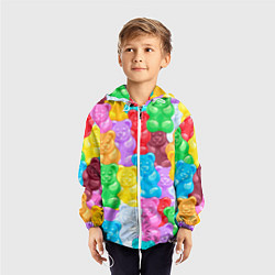 Ветровка с капюшоном детская Мармеладные мишки разноцветные, цвет: 3D-белый — фото 2