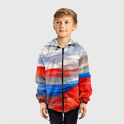 Ветровка с капюшоном детская Флаг России в красках, цвет: 3D-черный — фото 2