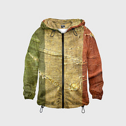 Ветровка с капюшоном детская Флаг Италии Мешковина Flag of Italy Burlap, цвет: 3D-черный