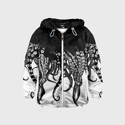 Ветровка с капюшоном детская В щупальцах осьминога, цвет: 3D-белый