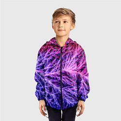 Ветровка с капюшоном детская Авангардный неоновый паттерн Мода Avant-garde neon, цвет: 3D-черный — фото 2