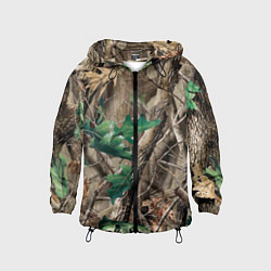 Ветровка с капюшоном детская КАМУФЛЯЖ ЛЕСНОЙ, цвет: 3D-черный