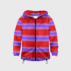 Ветровка с капюшоном детская Striped pattern мягкие размытые полосы красные фио, цвет: 3D-черный
