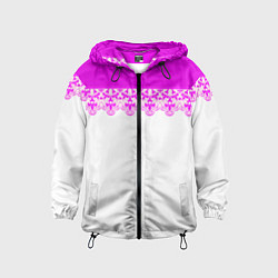 Ветровка с капюшоном детская White and pink lace pattern, цвет: 3D-черный