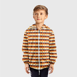 Ветровка с капюшоном детская Треугольники на оранжевом фоне, цвет: 3D-белый — фото 2