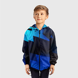 Ветровка с капюшоном детская Абстрактные геометрические объёмные фигуры - Синий, цвет: 3D-черный — фото 2