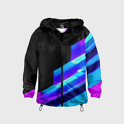 Ветровка с капюшоном детская Яркие неоновые линии, цвет: 3D-черный