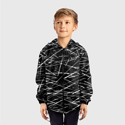 Ветровка с капюшоном детская Паттерн из хаотичных линий, цвет: 3D-черный — фото 2
