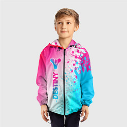 Ветровка с капюшоном детская Destiny neon gradient style: по-вертикали, цвет: 3D-черный — фото 2
