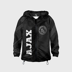 Ветровка с капюшоном детская Ajax sport на темном фоне: надпись, символ, цвет: 3D-черный