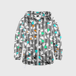Ветровка с капюшоном детская Abstract pattern on striped gray background, цвет: 3D-белый