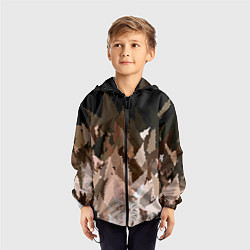 Ветровка с капюшоном детская Abstract mosaic pattern brown and black, цвет: 3D-черный — фото 2