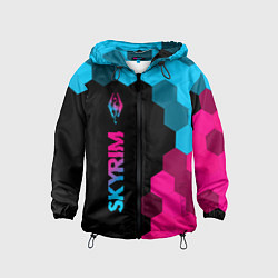 Ветровка с капюшоном детская Skyrim - neon gradient: по-вертикали, цвет: 3D-черный