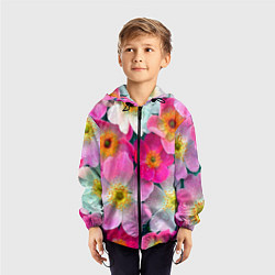 Ветровка с капюшоном детская Сказочные разноцветные цветы, цвет: 3D-черный — фото 2