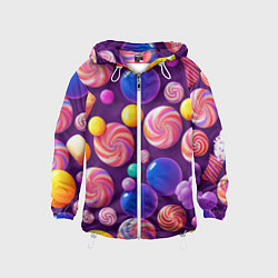 Ветровка с капюшоном детская Сладости для радости, цвет: 3D-белый