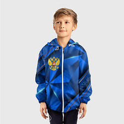 Ветровка с капюшоном детская Герб РФ на синем объемном фоне, цвет: 3D-белый — фото 2
