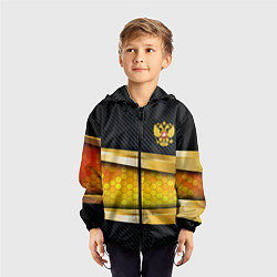 Ветровка с капюшоном детская Black & gold - герб России, цвет: 3D-черный — фото 2