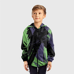 Ветровка с капюшоном детская Цветные Абстрактные Линии, цвет: 3D-черный — фото 2