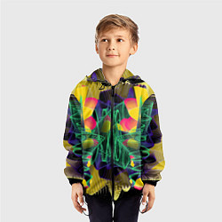 Ветровка с капюшоном детская Цветная абстрактная полоса графика, цвет: 3D-черный — фото 2