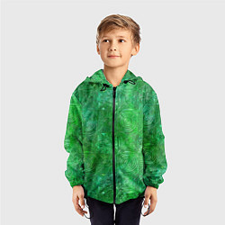 Ветровка с капюшоном детская Узорчатый зеленый стеклоблок имитация, цвет: 3D-черный — фото 2